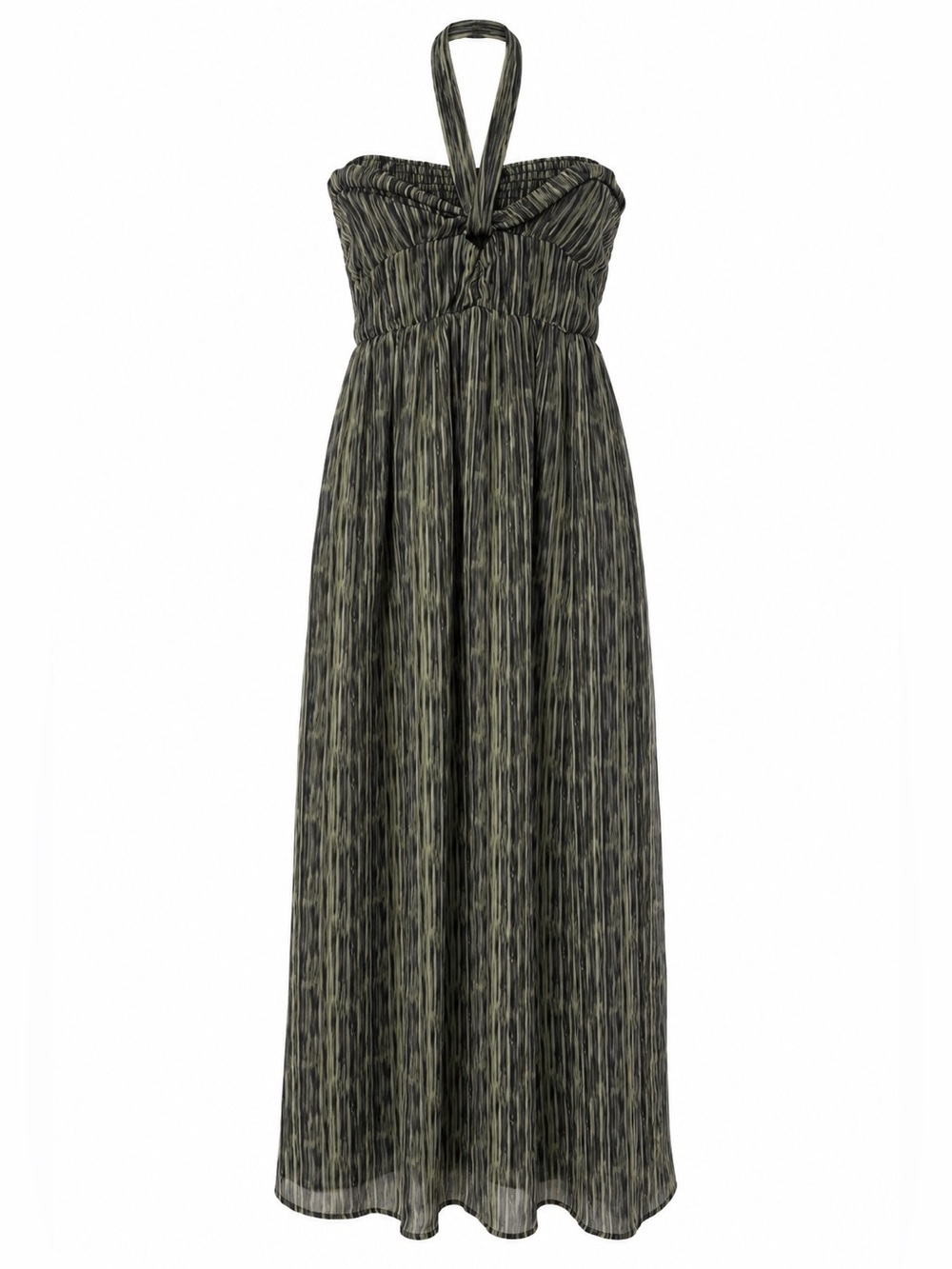 Deluc Olive Green and Black Strapless Maxi Dress